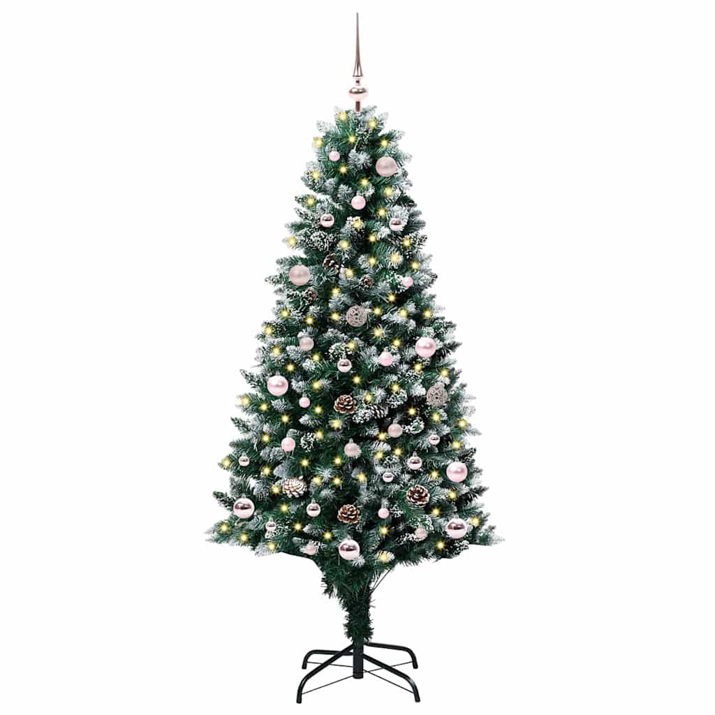Kunstig juletre med 150 LED grønn 150 cm PVC og Stål og Plast
