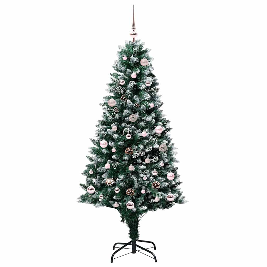 Kunstig juletre med 150 LED grønn 150 cm PVC og Stål og Plast