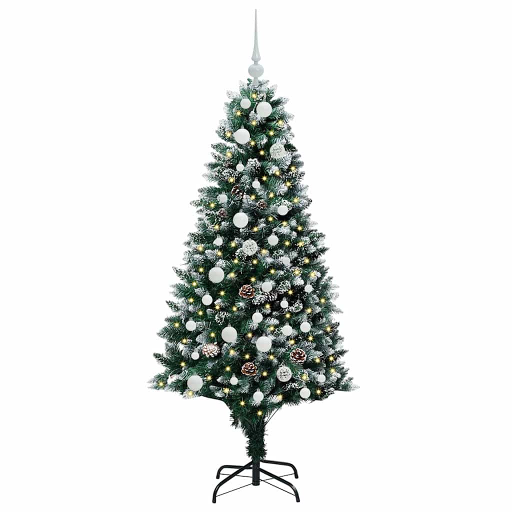 Kunstig juletre med 150 LED grønn 150 cm PVC og Stål og Plast