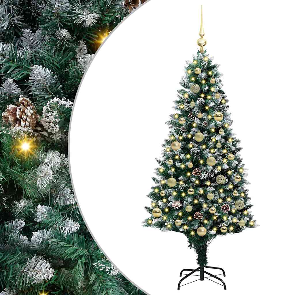 Kunstig juletre med 150 LED grønn 150 cm PVC og Stål og Plast