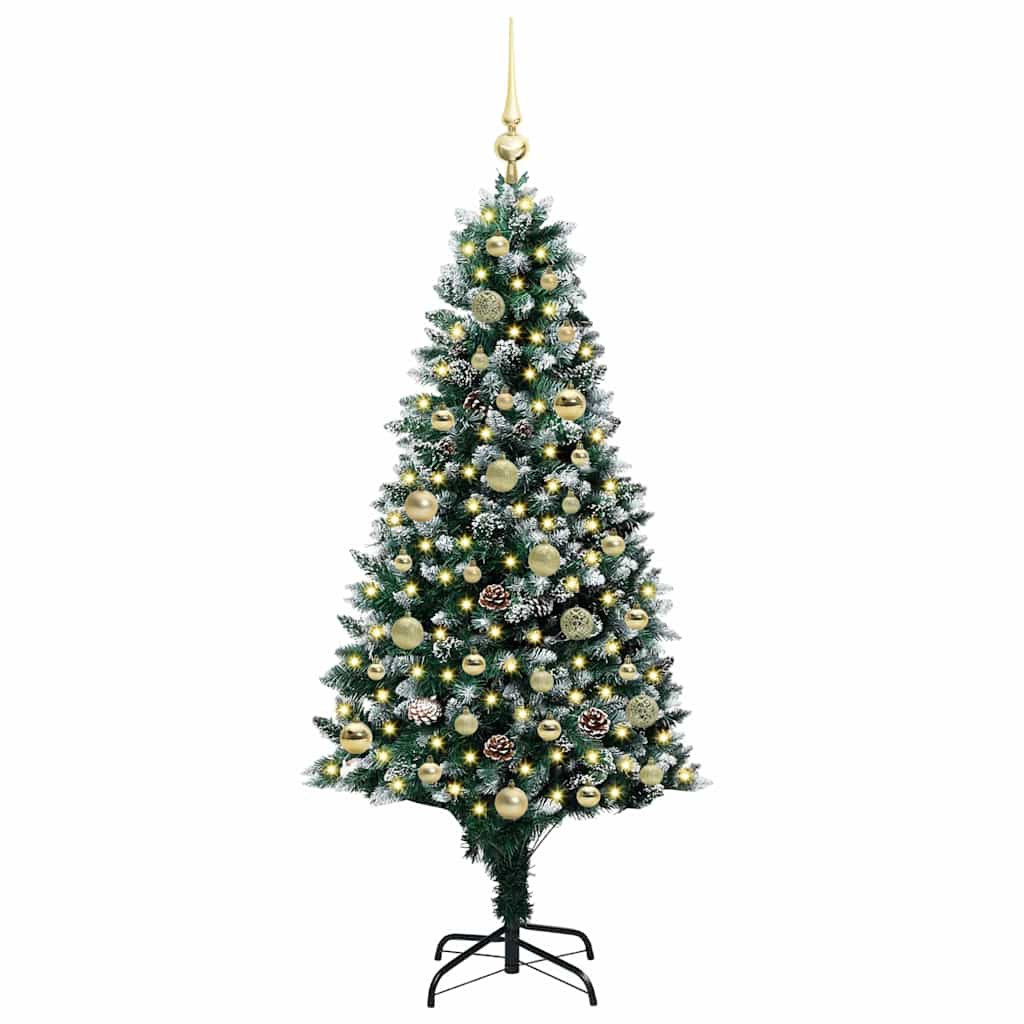 Kunstig juletre med 150 LED grønn 150 cm PVC og Stål og Plast