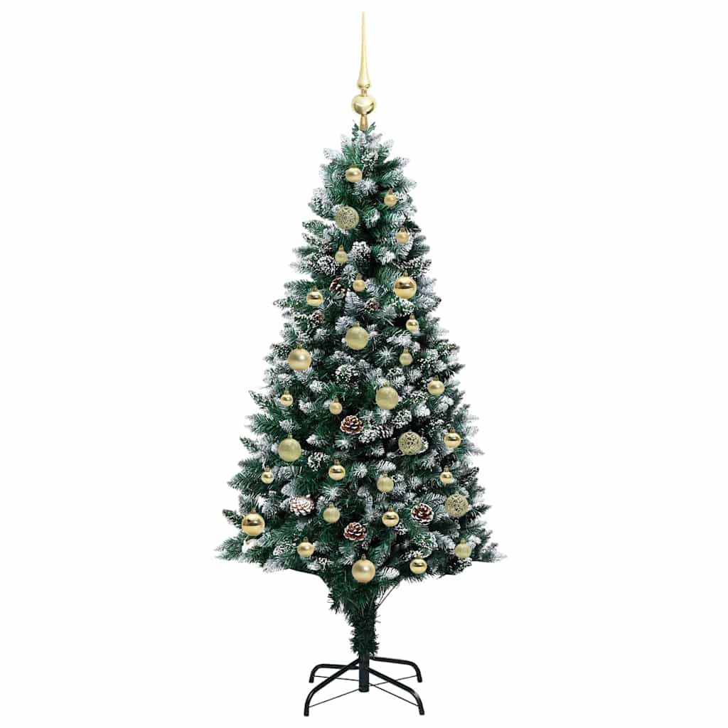 Kunstig juletre med 150 LED grønn 150 cm PVC og Stål og Plast