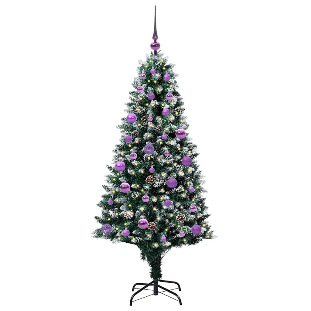 Kunstig juletre med 150 LED grønn 150 cm PVC og Stål og Plast