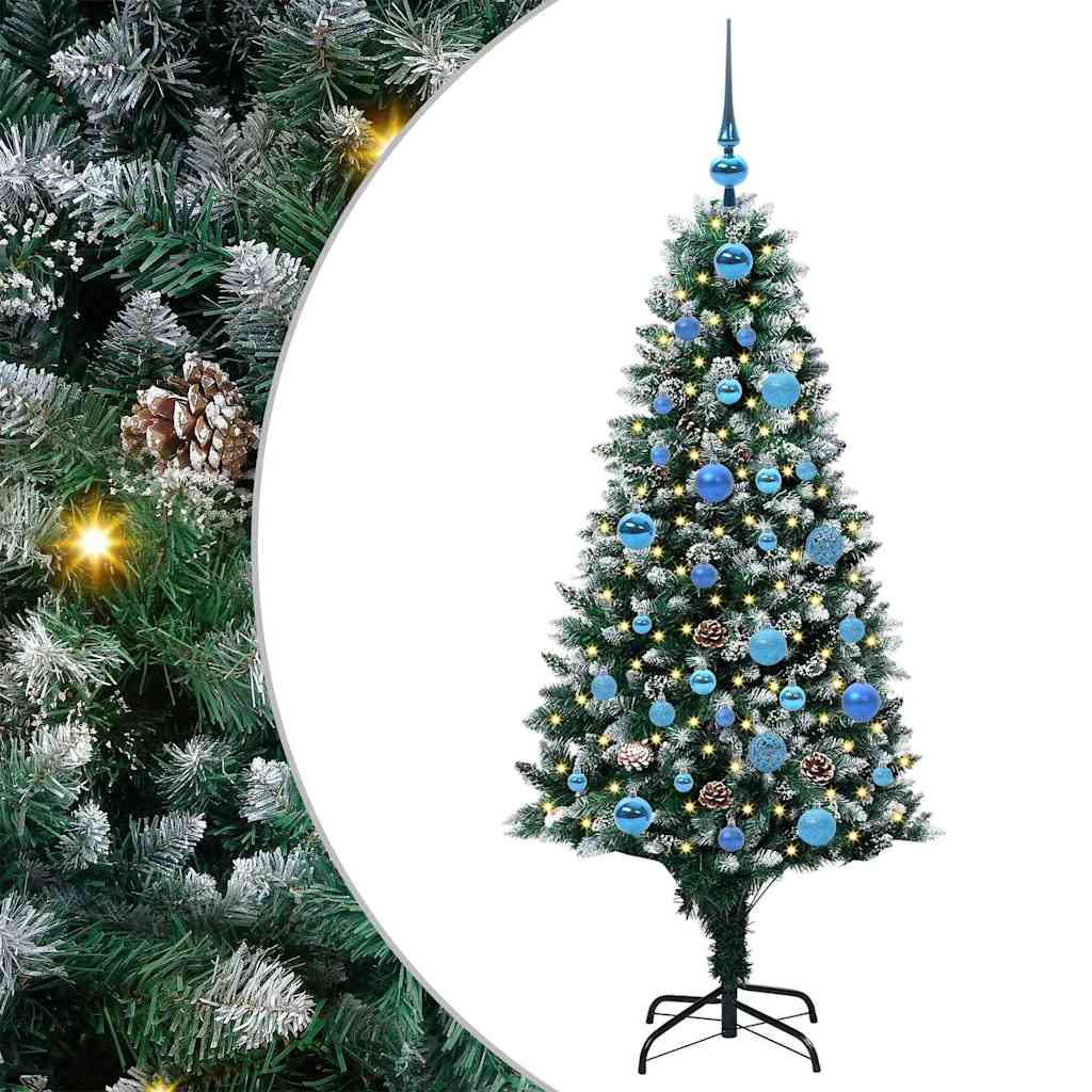 Kunstig juletre med 150 LED grønn 150 cm PVC og Stål og Plast