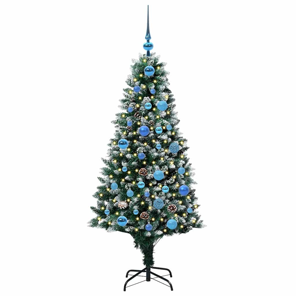 Kunstig juletre med 150 LED grønn 150 cm PVC og Stål og Plast
