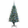 Kunstig juletre med 150 LED grønn 150 cm PVC og Stål og Plast