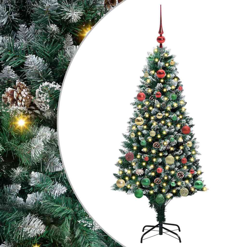 Kunstig juletre med 150 LED grønn 150 cm PVC og Stål og Plast