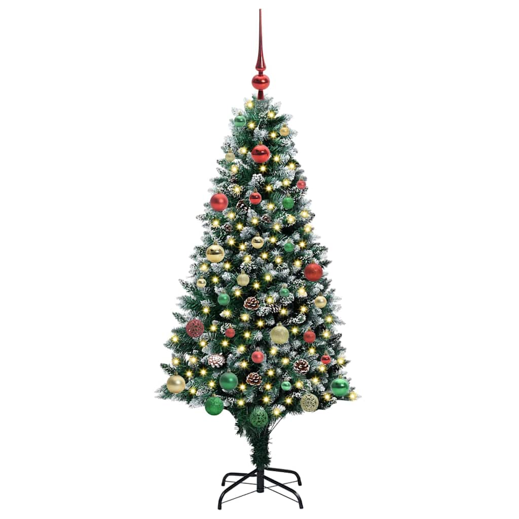 Kunstig juletre med 150 LED grønn 150 cm PVC og Stål og Plast