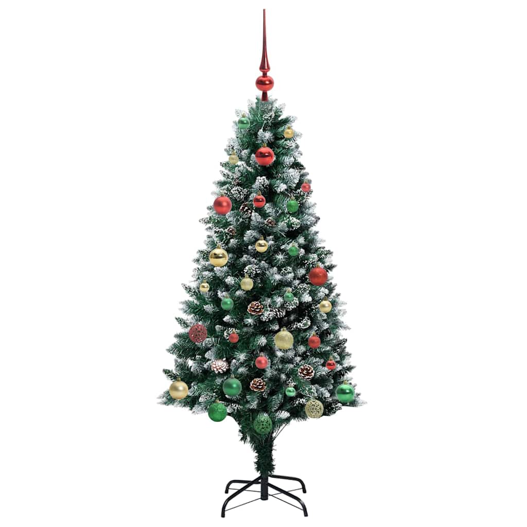Kunstig juletre med 150 LED grønn 150 cm PVC og Stål og Plast