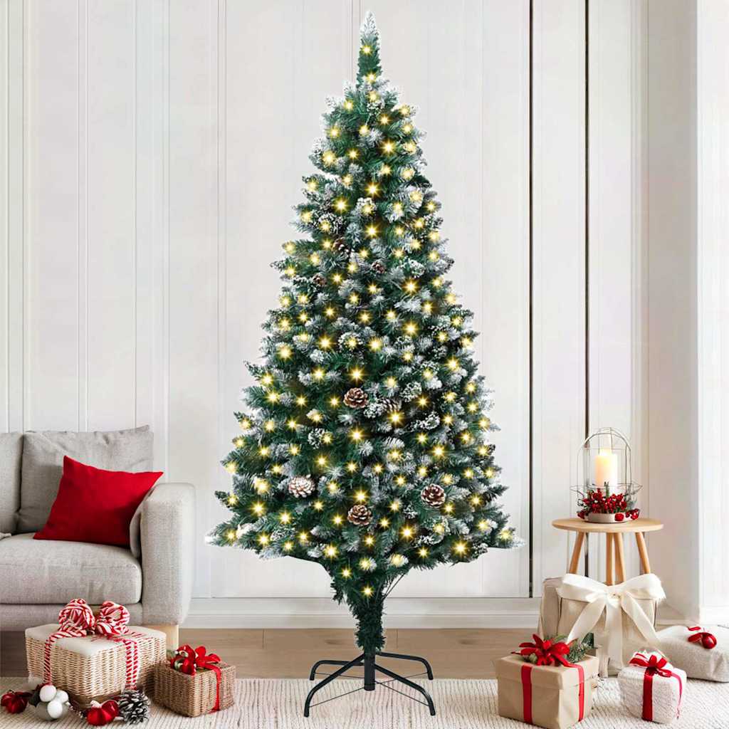 Kunstig juletre med 300 LED grønn 180 cm PVC og Stål og Plast