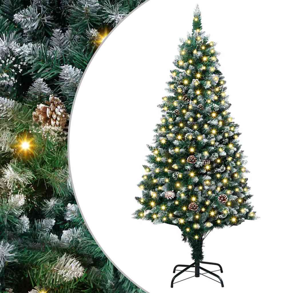 Kunstig juletre med 300 LED grønn 180 cm PVC og Stål og Plast