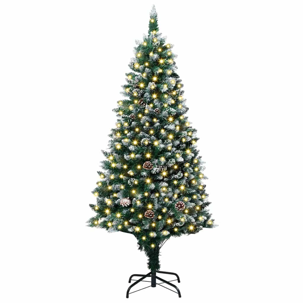 Kunstig juletre med 300 LED grønn 180 cm PVC og Stål og Plast