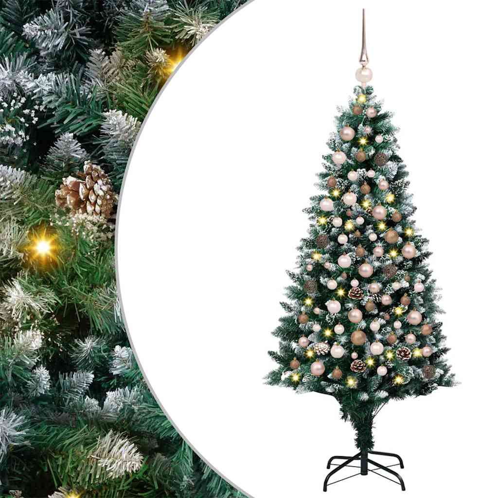 Kunstig juletre med 300 LED grønn 180 cm PVC og Stål og Plast