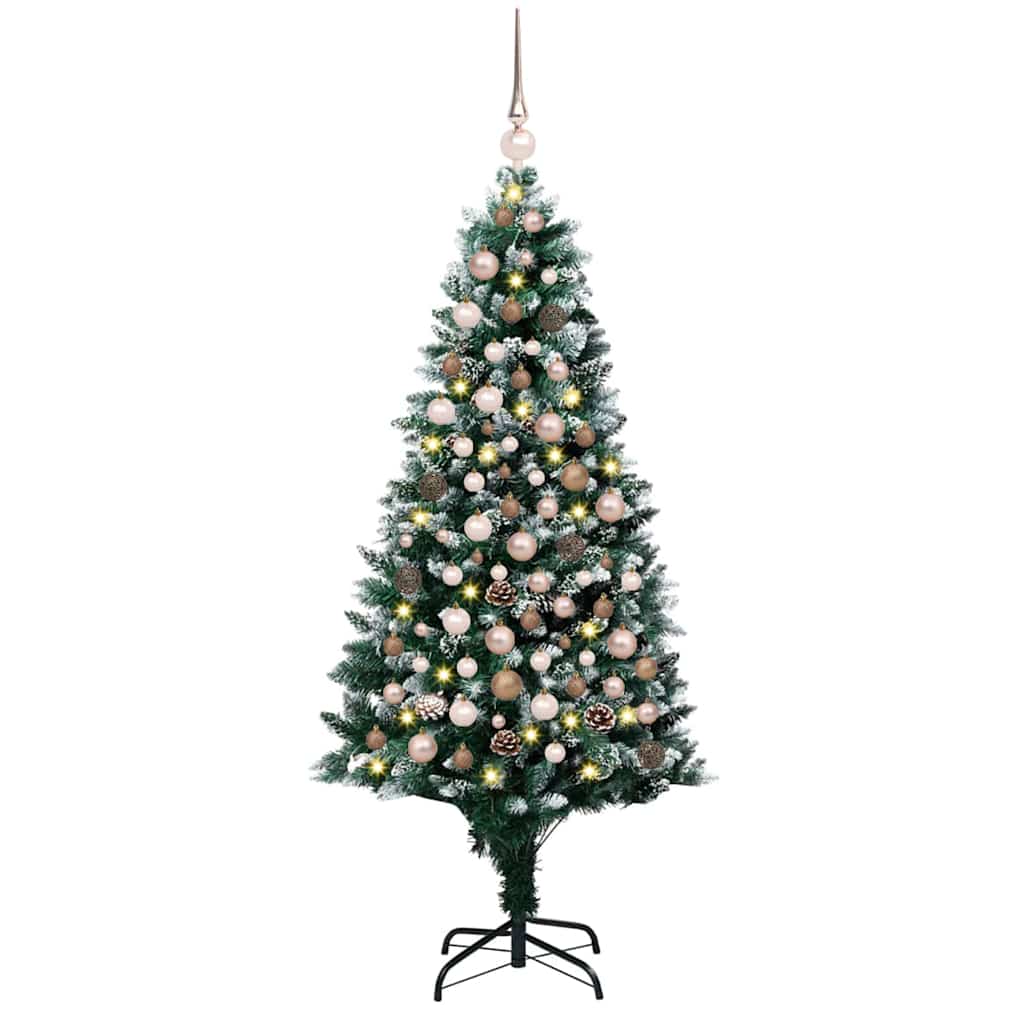 Kunstig juletre med 300 LED grønn 180 cm PVC og Stål og Plast