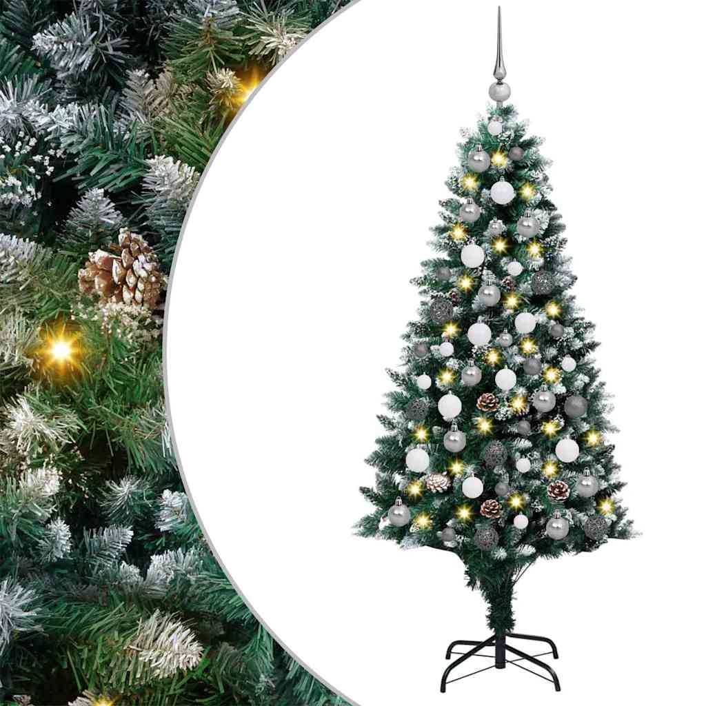 Kunstig juletre med 300 LED grønn 180 cm PVC og Stål og Plast