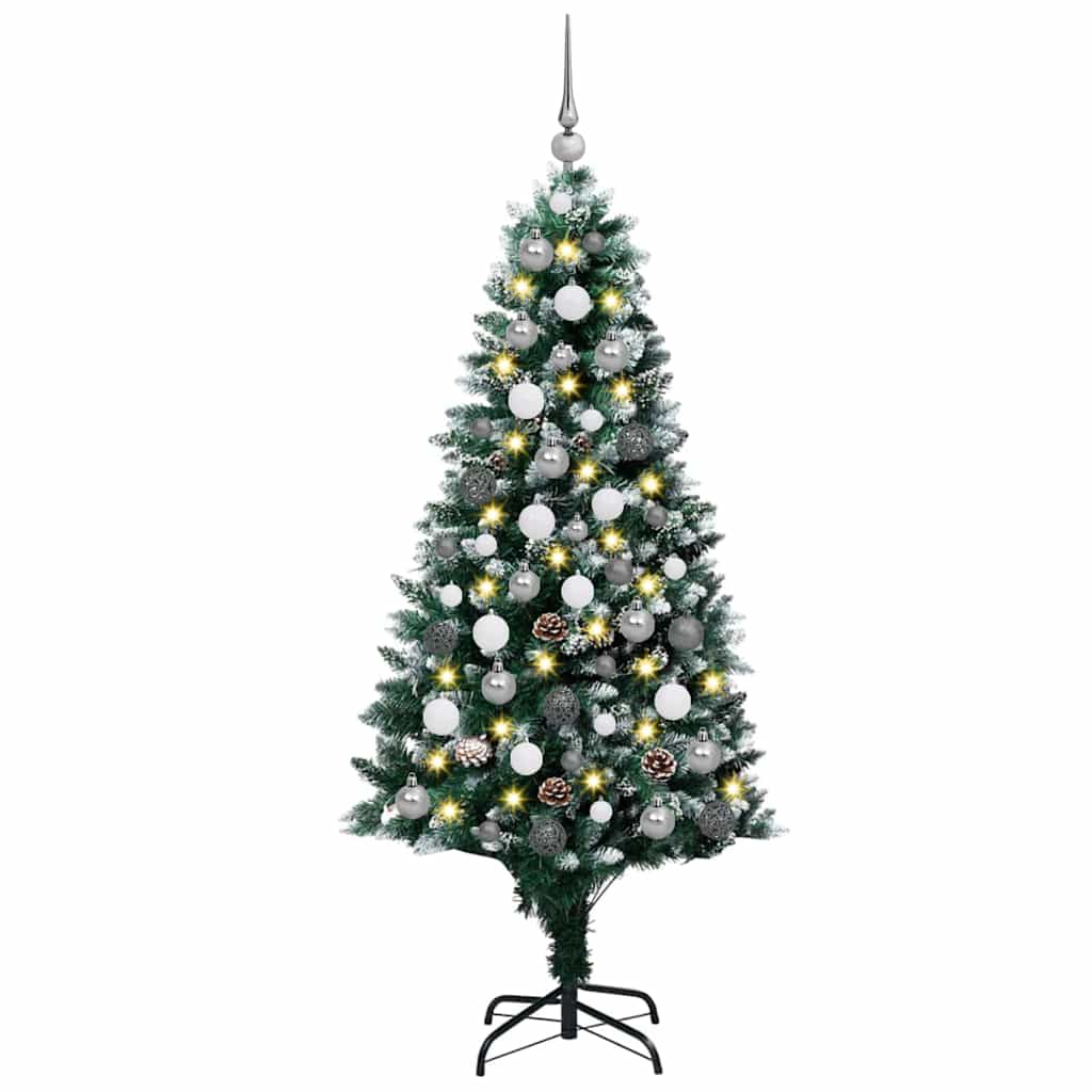 Kunstig juletre med 300 LED grønn 180 cm PVC og Stål og Plast