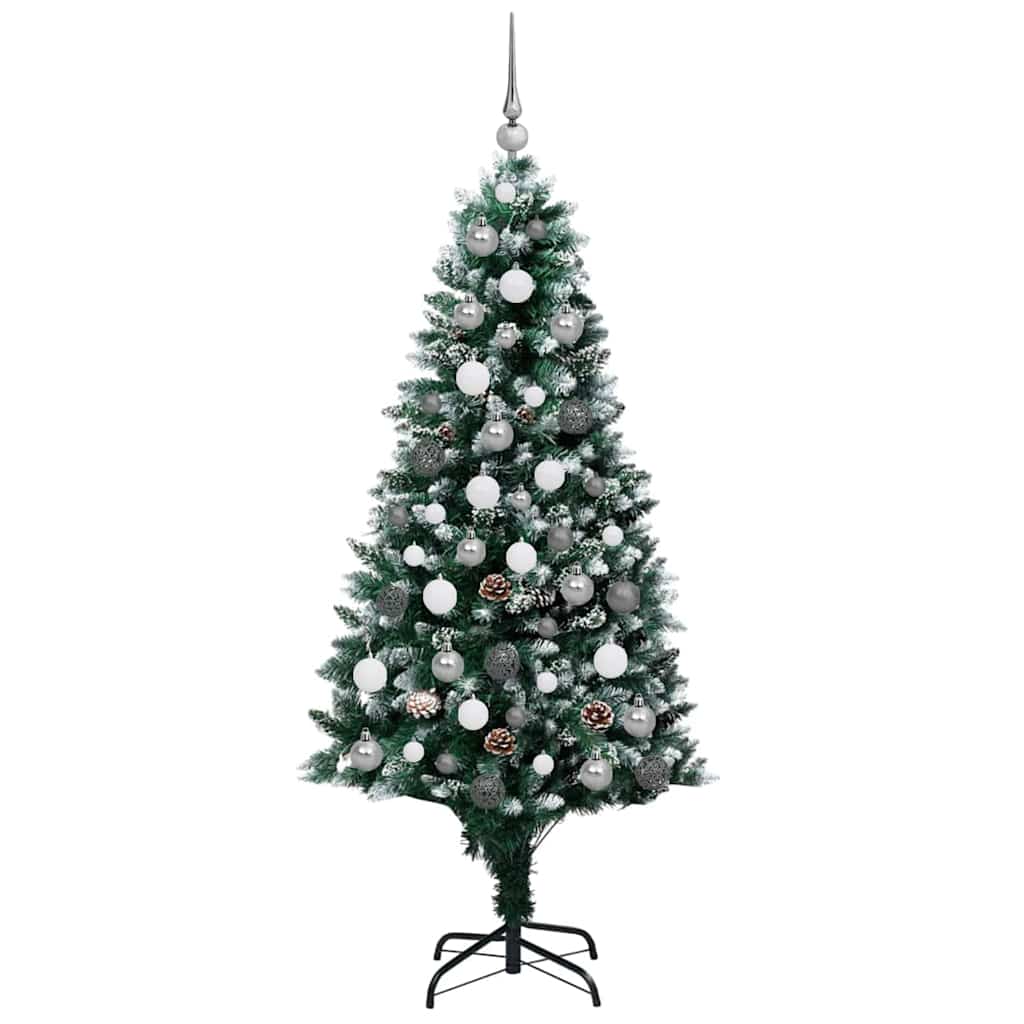Kunstig juletre med 300 LED grønn 180 cm PVC og Stål og Plast