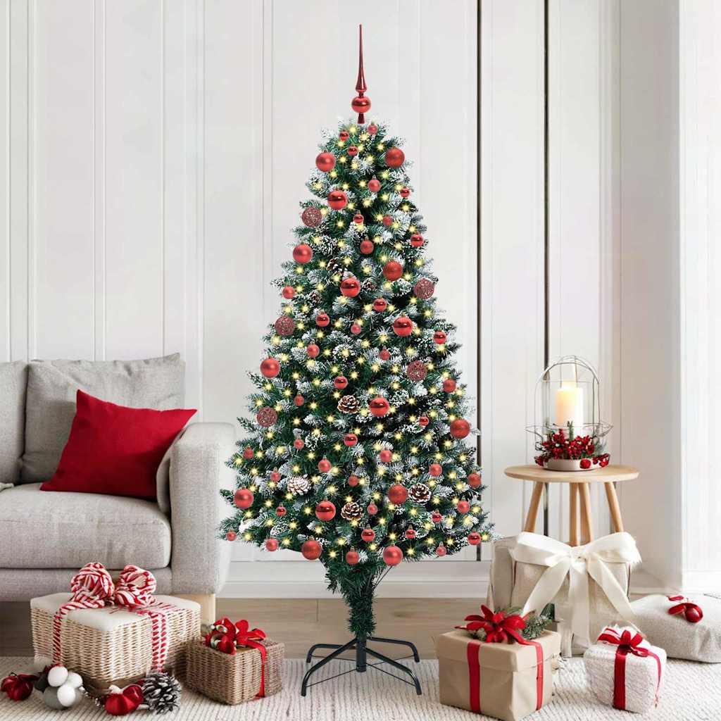 Kunstig juletre med 300 LED grønn 180 cm PVC og Stål og Plast