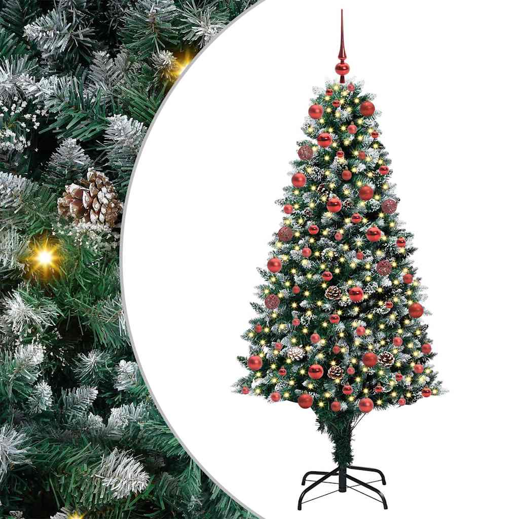 Kunstig juletre med 300 LED grønn 180 cm PVC og Stål og Plast