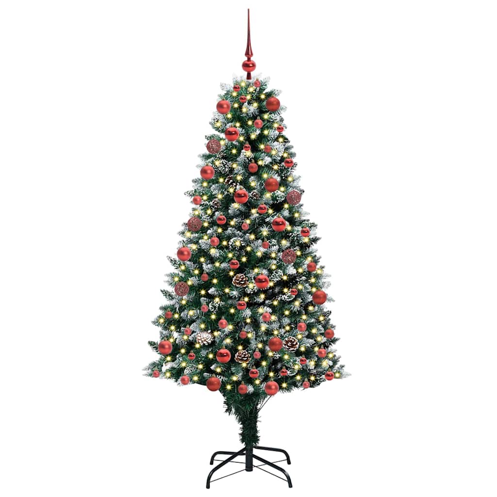 Kunstig juletre med 300 LED grønn 180 cm PVC og Stål og Plast