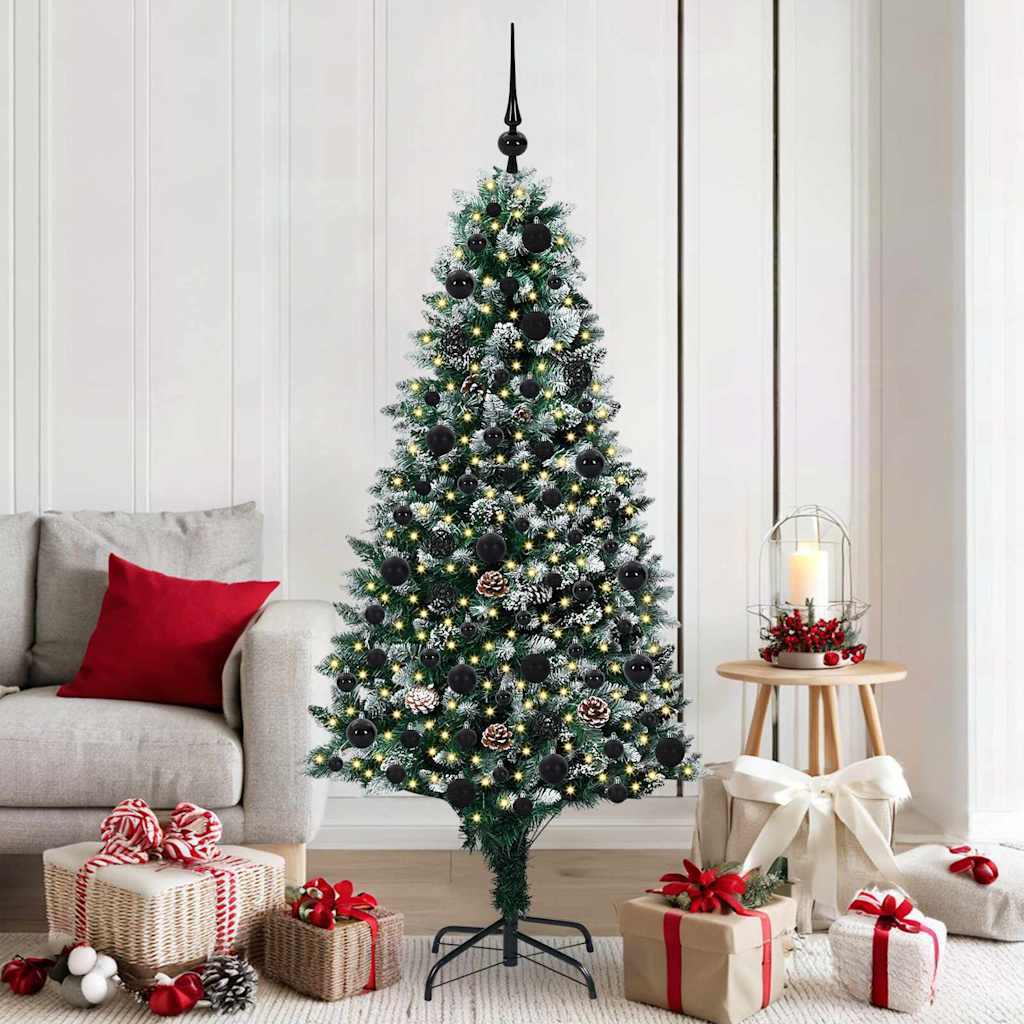 Kunstig juletre med 300 LED grønn 180 cm PVC og Stål og Plast