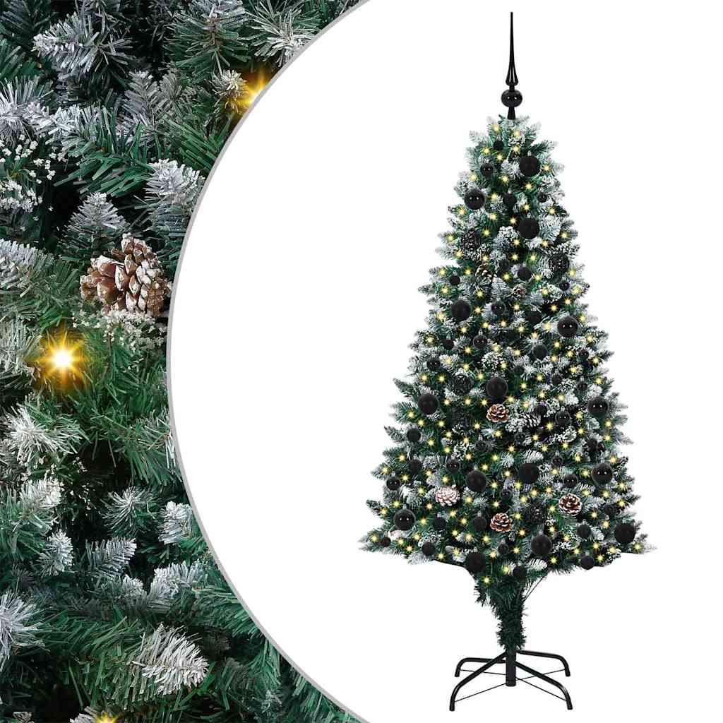 Kunstig juletre med 300 LED grønn 180 cm PVC og Stål og Plast