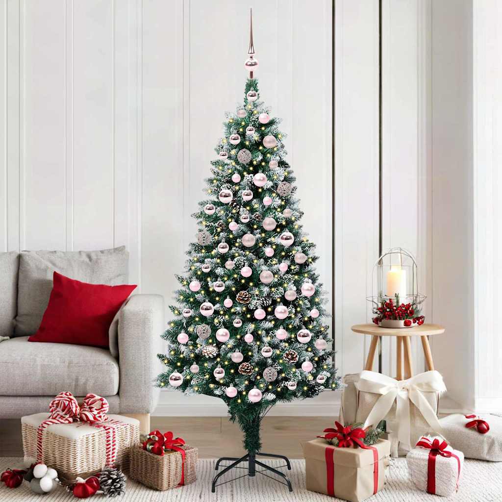 Kunstig juletre med 300 LED grønn 180 cm PVC og Stål og Plast