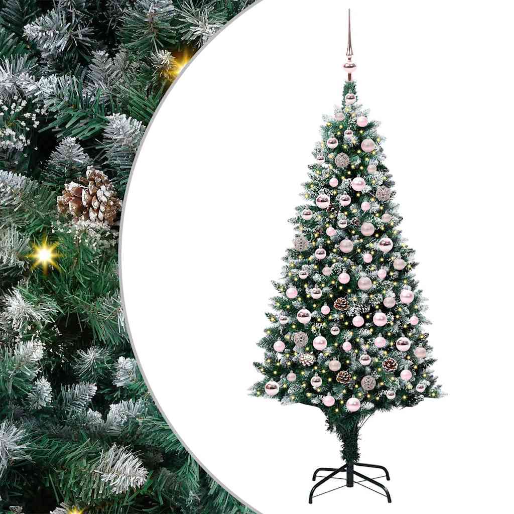 Kunstig juletre med 300 LED grønn 180 cm PVC og Stål og Plast