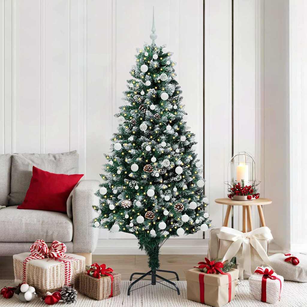 Kunstig juletre med 300 LED grønn 180 cm PVC og Stål og Plast
