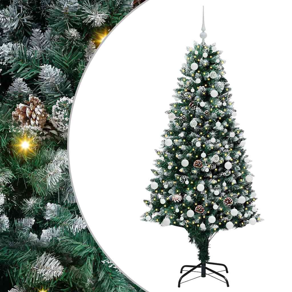 Kunstig juletre med 300 LED grønn 180 cm PVC og Stål og Plast