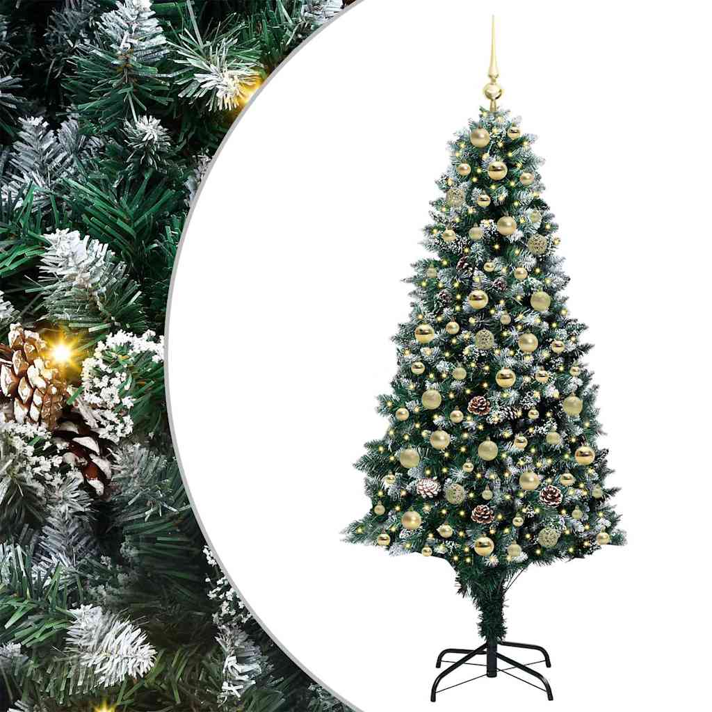 Kunstig juletre med 300 LED grønn 180 cm PVC og Stål og Plast