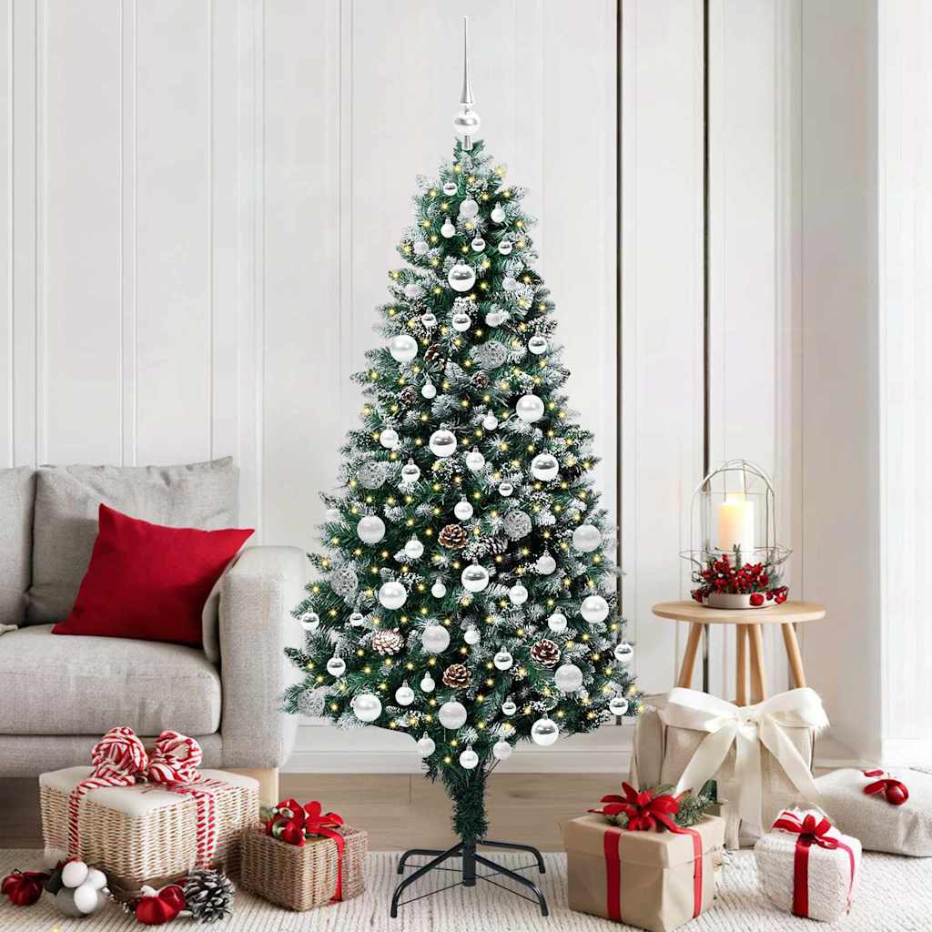 Kunstig juletre med 300 LED grønn 180 cm PVC og Stål og Plast