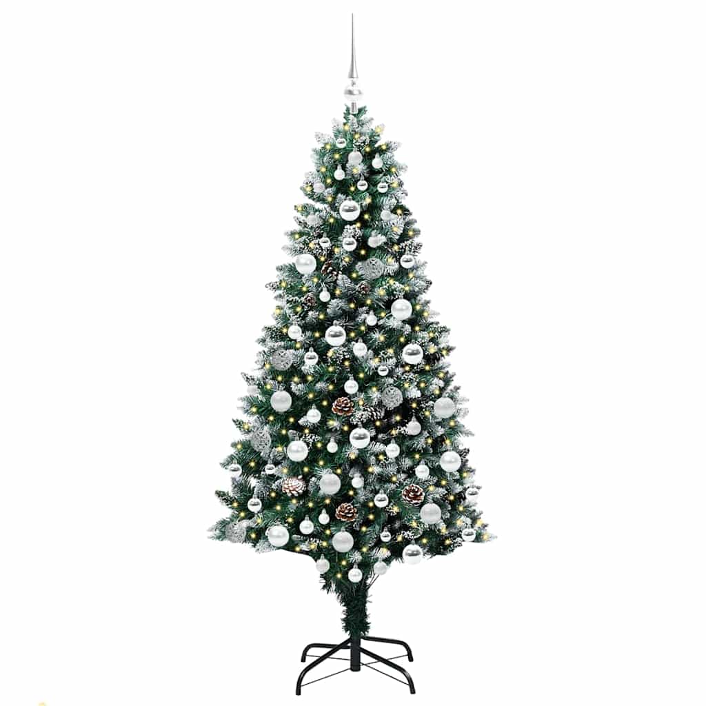 Kunstig juletre med 300 LED grønn 180 cm PVC og Stål og Plast