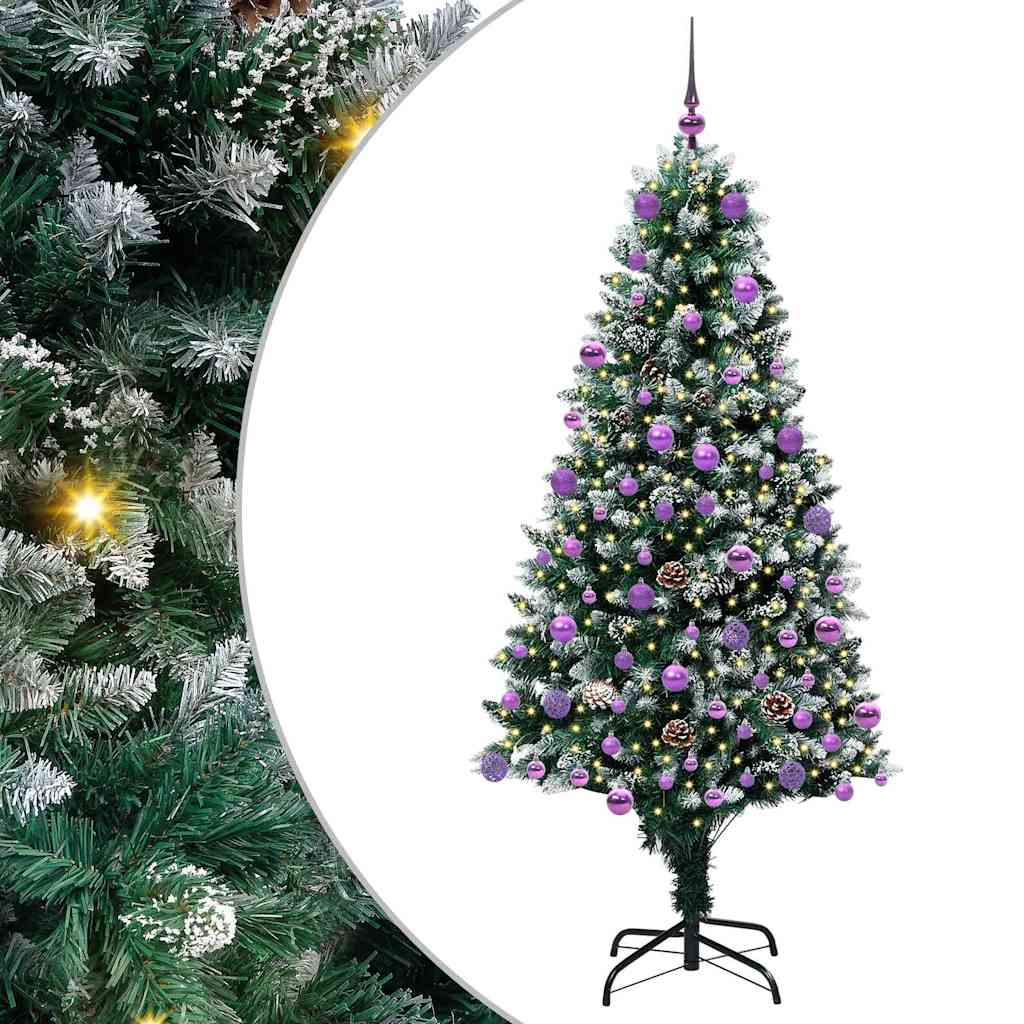 Kunstig juletre med 300 LED grønn 180 cm PVC og Stål og Plast