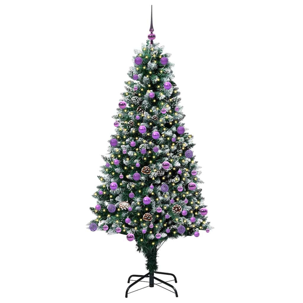 Kunstig juletre med 300 LED grønn 180 cm PVC og Stål og Plast