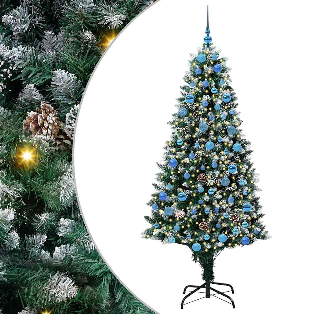 Kunstig juletre med 300 LED grønn 180 cm PVC og Stål og Plast