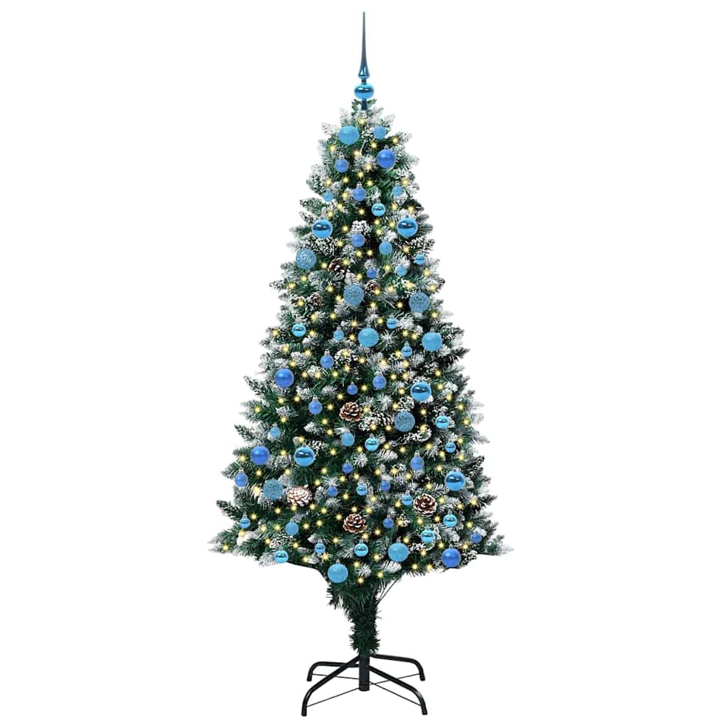 Kunstig juletre med 300 LED grønn 180 cm PVC og Stål og Plast