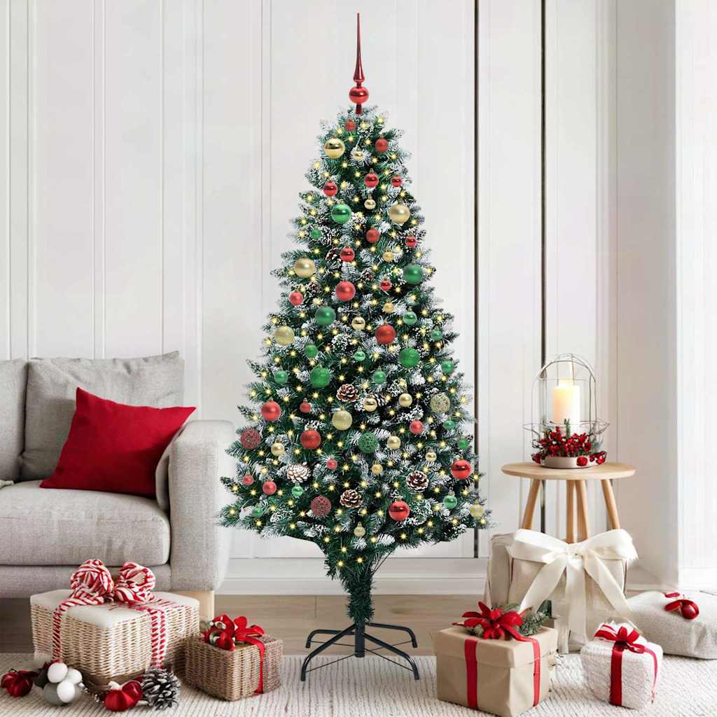Kunstig juletre med 300 LED grønn 180 cm PVC og Stål og Plast