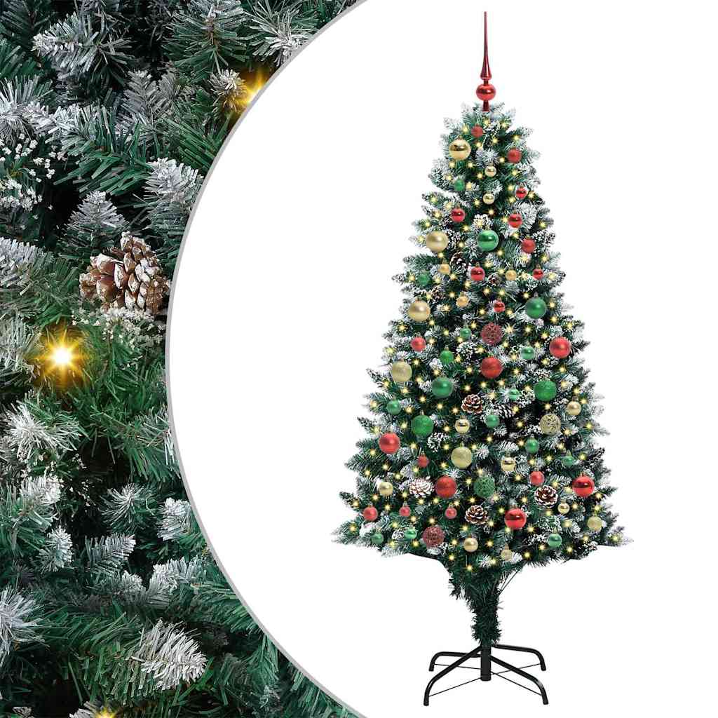 Kunstig juletre med 300 LED grønn 180 cm PVC og Stål og Plast