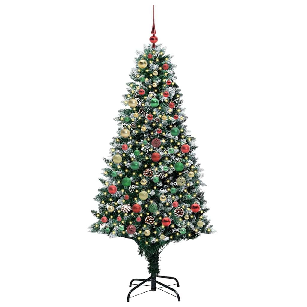 Kunstig juletre med 300 LED grønn 180 cm PVC og Stål og Plast