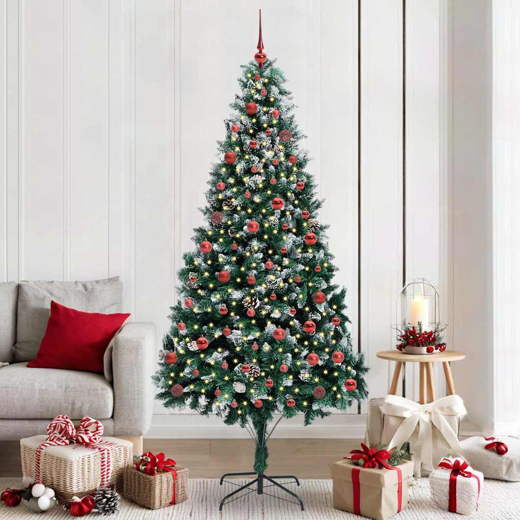 Kunstig juletre med 300 LED grønn 210 cm PVC og Stål og Plast