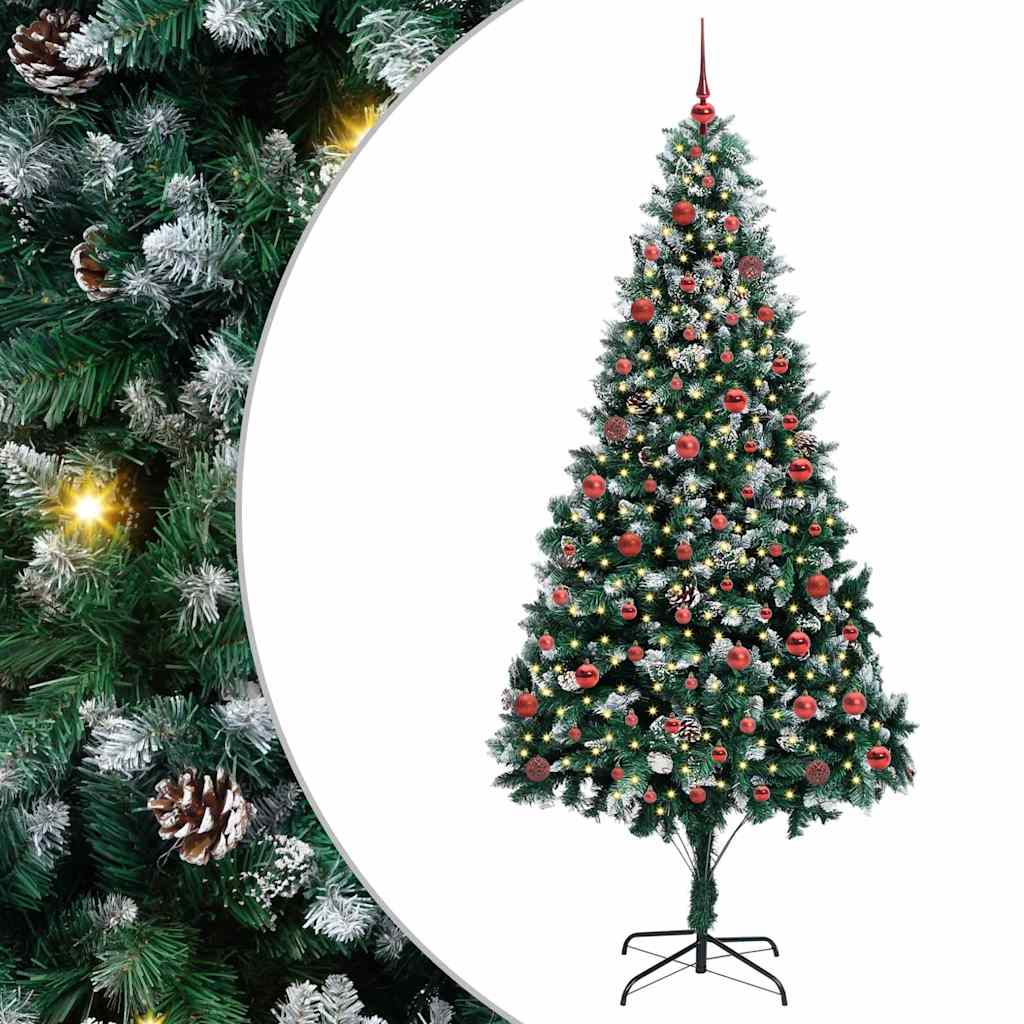 Kunstig juletre med 300 LED grønn 210 cm PVC og Stål og Plast