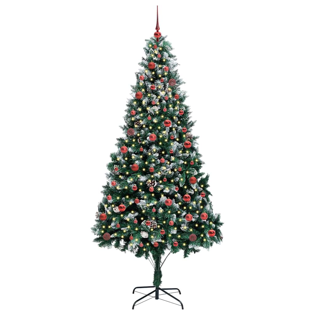 Kunstig juletre med 300 LED grønn 210 cm PVC og Stål og Plast