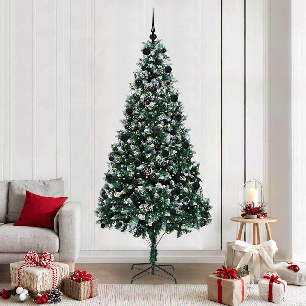 Kunstig juletre med 300 LED grønn 210 cm PVC og Stål og Plast
