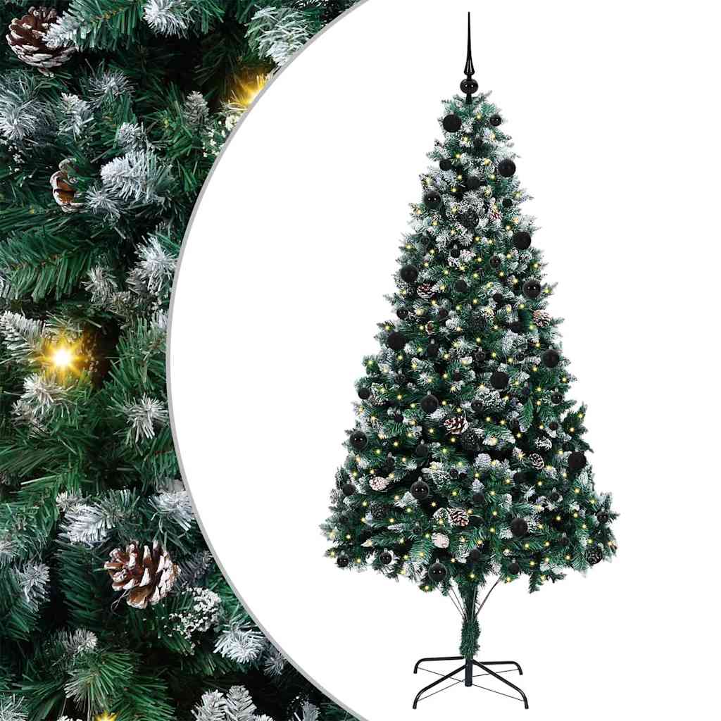 Kunstig juletre med 300 LED grønn 210 cm PVC og Stål og Plast