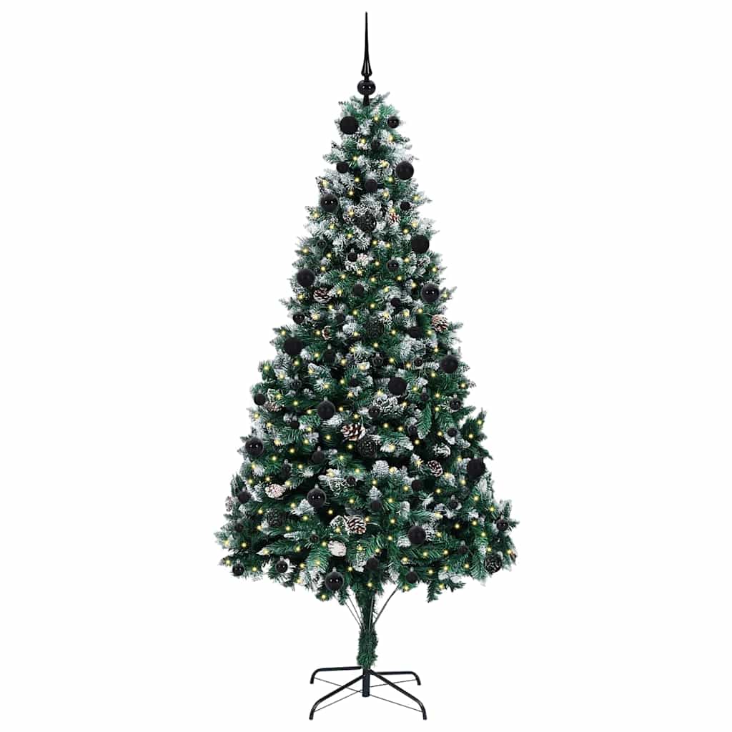 Kunstig juletre med 300 LED grønn 210 cm PVC og Stål og Plast