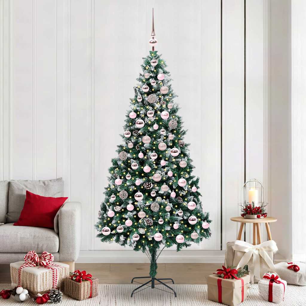 Kunstig juletre med 300 LED grønn 210 cm PVC og Stål og Plast