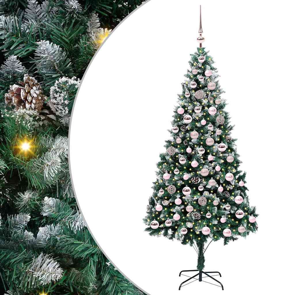 Kunstig juletre med 300 LED grønn 210 cm PVC og Stål og Plast