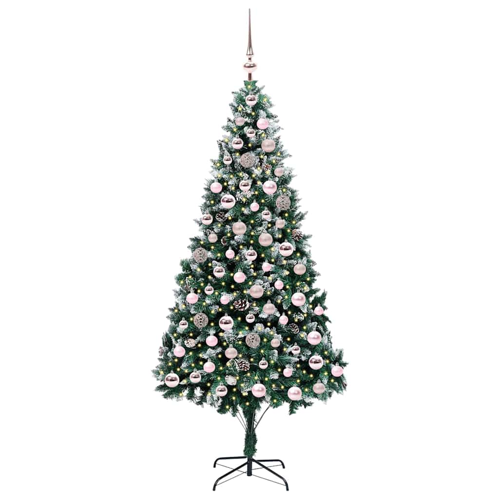 Kunstig juletre med 300 LED grønn 210 cm PVC og Stål og Plast