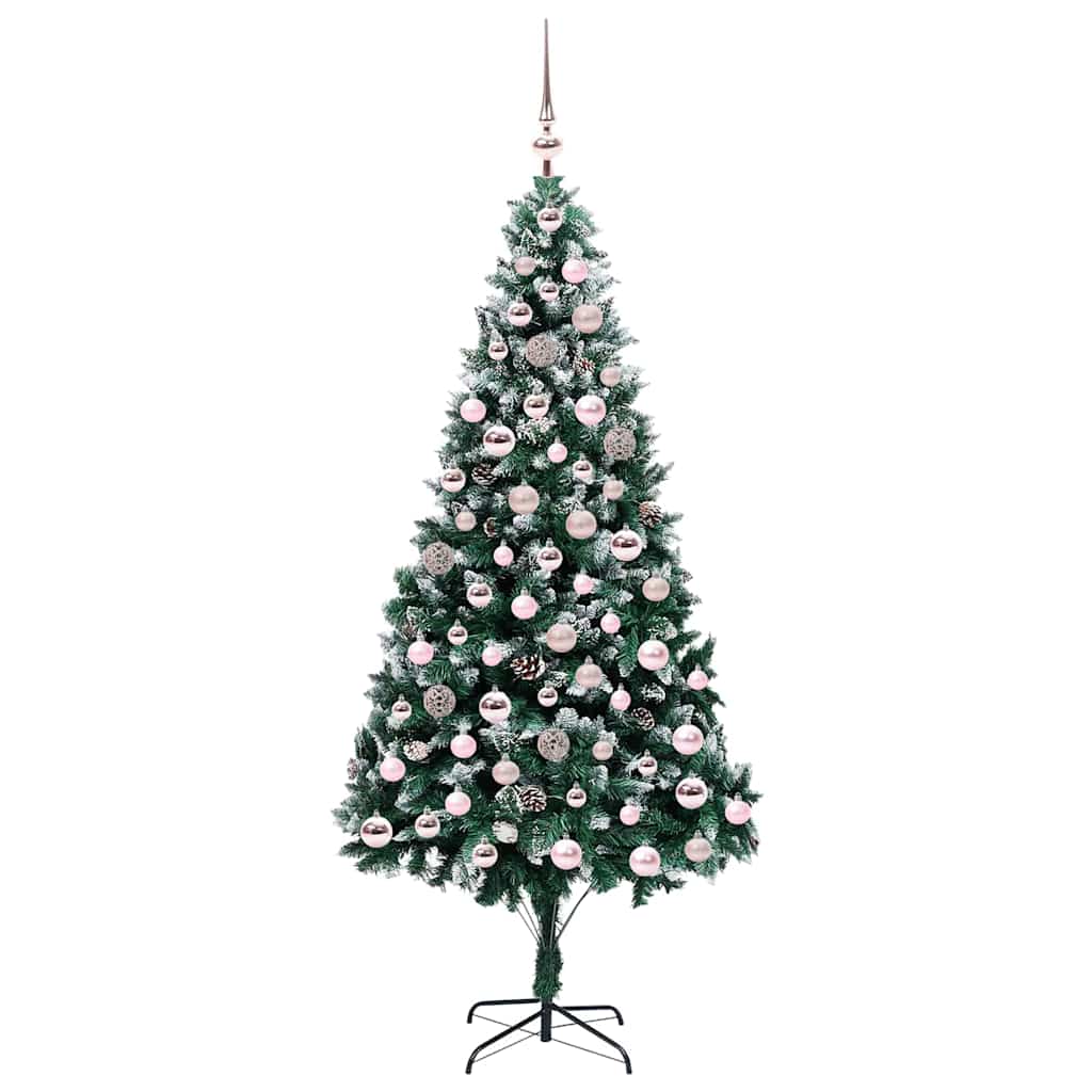 Kunstig juletre med 300 LED grønn 210 cm PVC og Stål og Plast